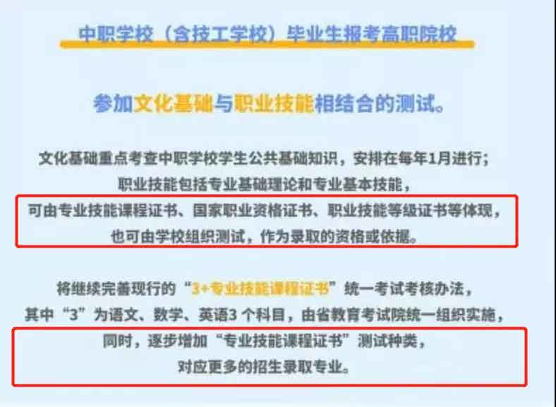 2022年“3+证书”安排在1月，逐步增加“技能课程证书”种类！(图1)