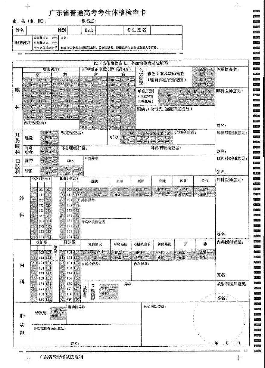 广东3+证书高考体检项目，体检前注意事项(图4)